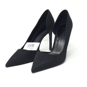 Mango Audrey Black Suede Pointed Toe Stiletto Pumps Size EU 37 / US 9.5M